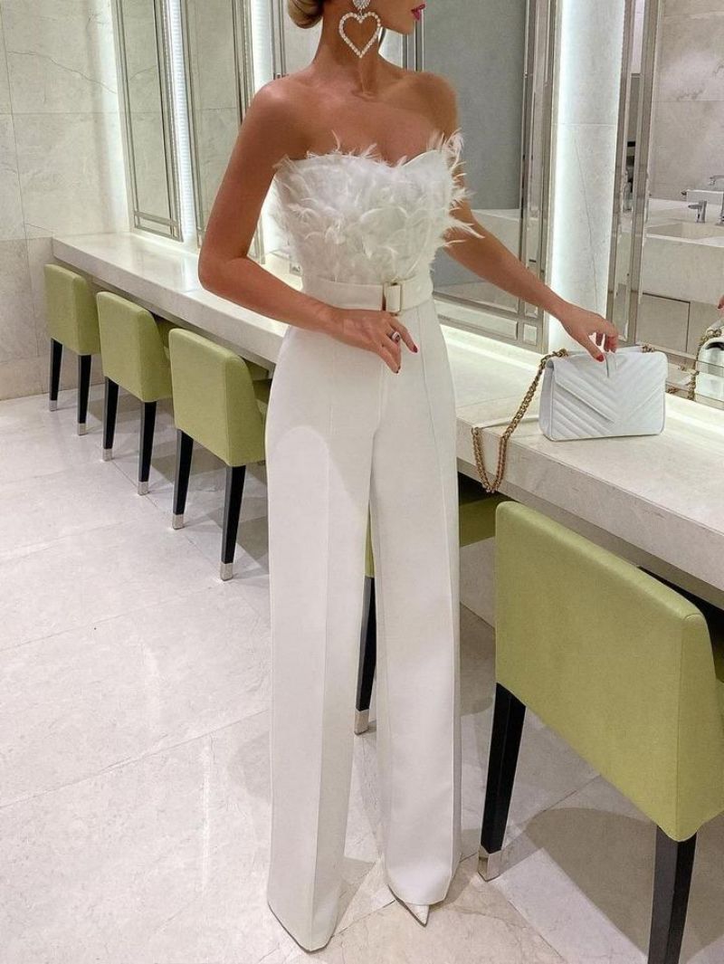 Rebecca – Featherlight jumpsuit with tube top for parties