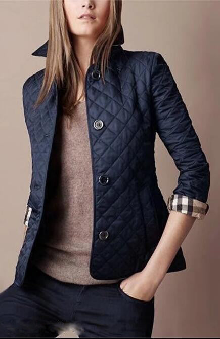 Women's quilted jacket slim fit with notch collar – Elegant transitional jacket for everyday and office use