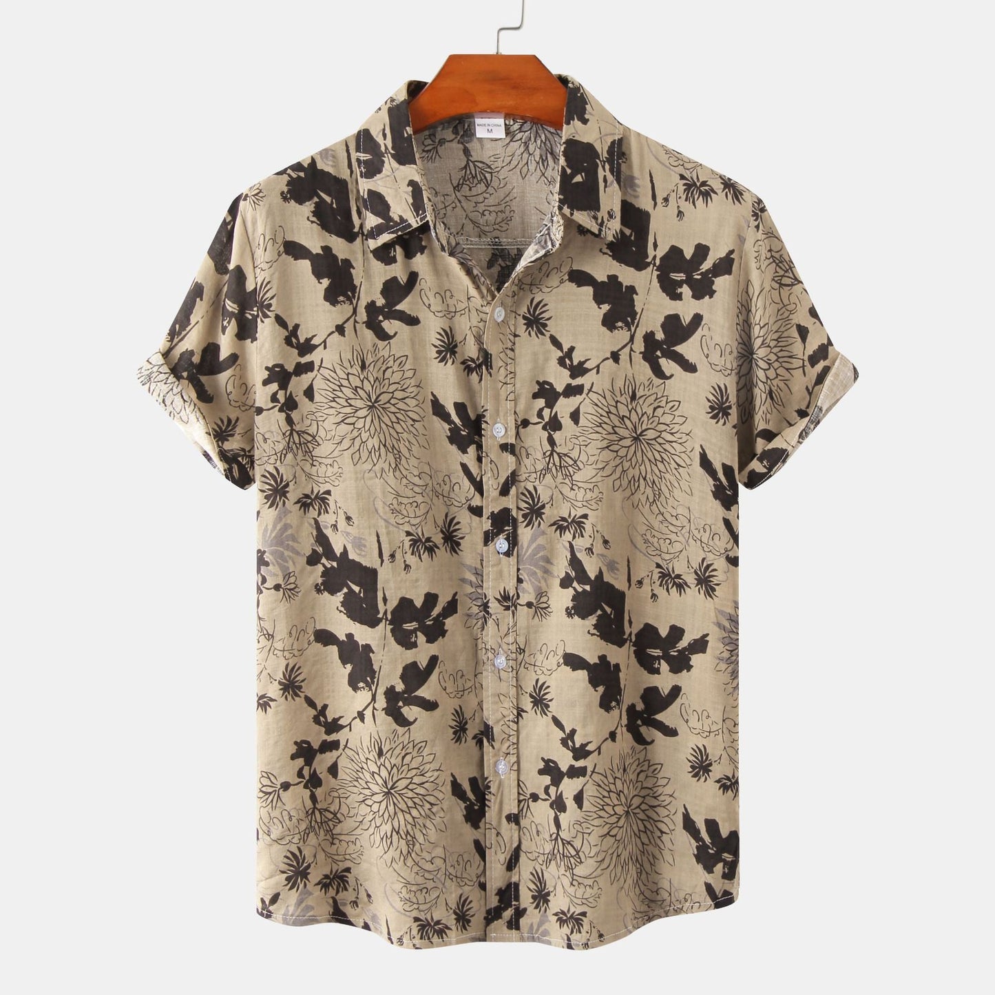 Herren Vintage Kurzarmhemd mit Blumenmuster – Lässiges Sommerhemd für Freizeit und Urlaub