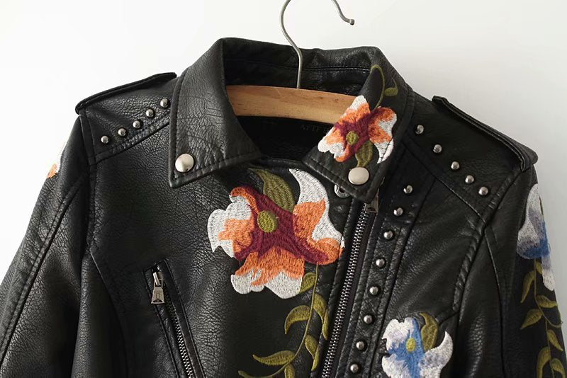Ernest – Embroidered, Studded Vegan Leather Jacket