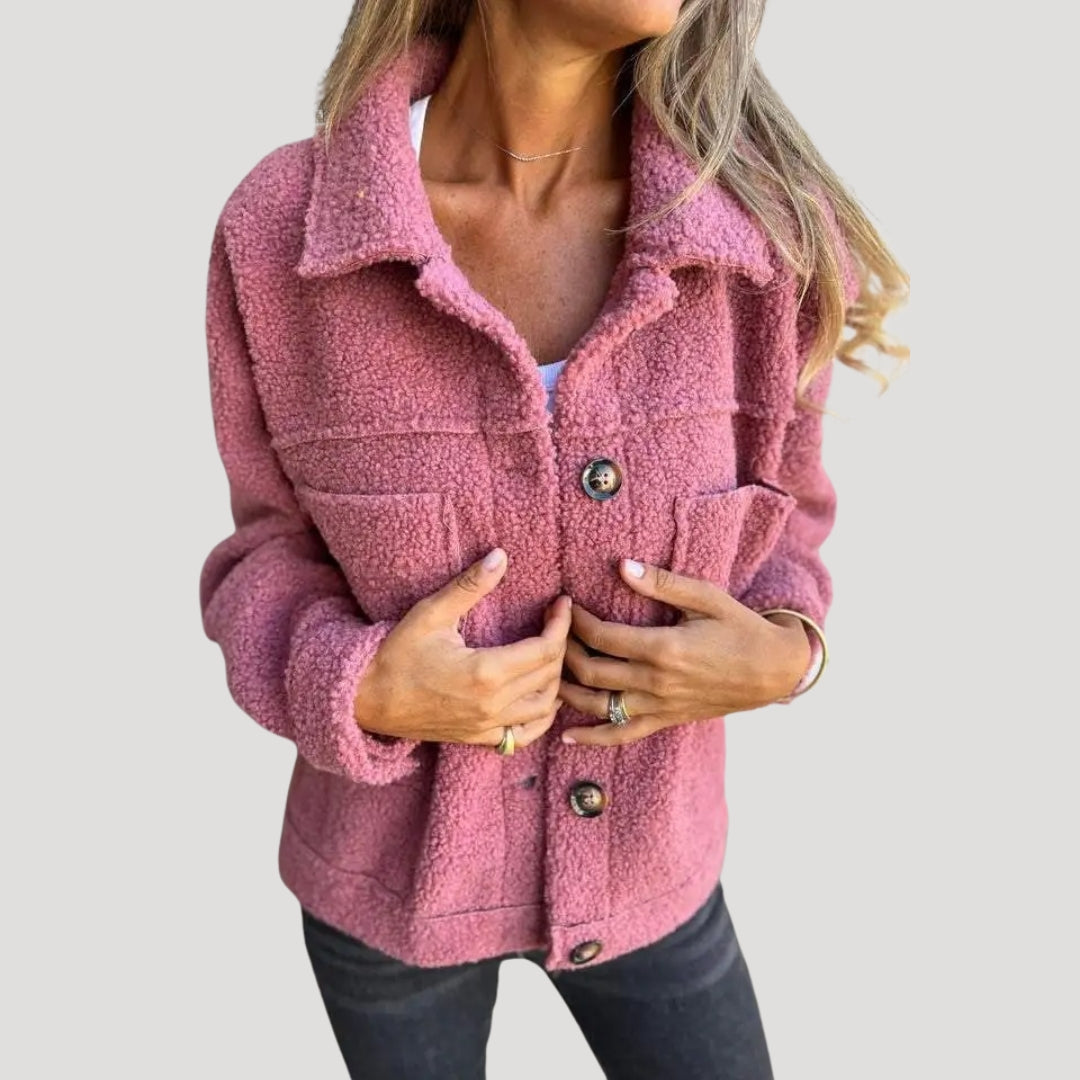 Damen Teddy Fleece Jacke – Modische Sherpa Übergangsjacke für Alltag und Freizeit
