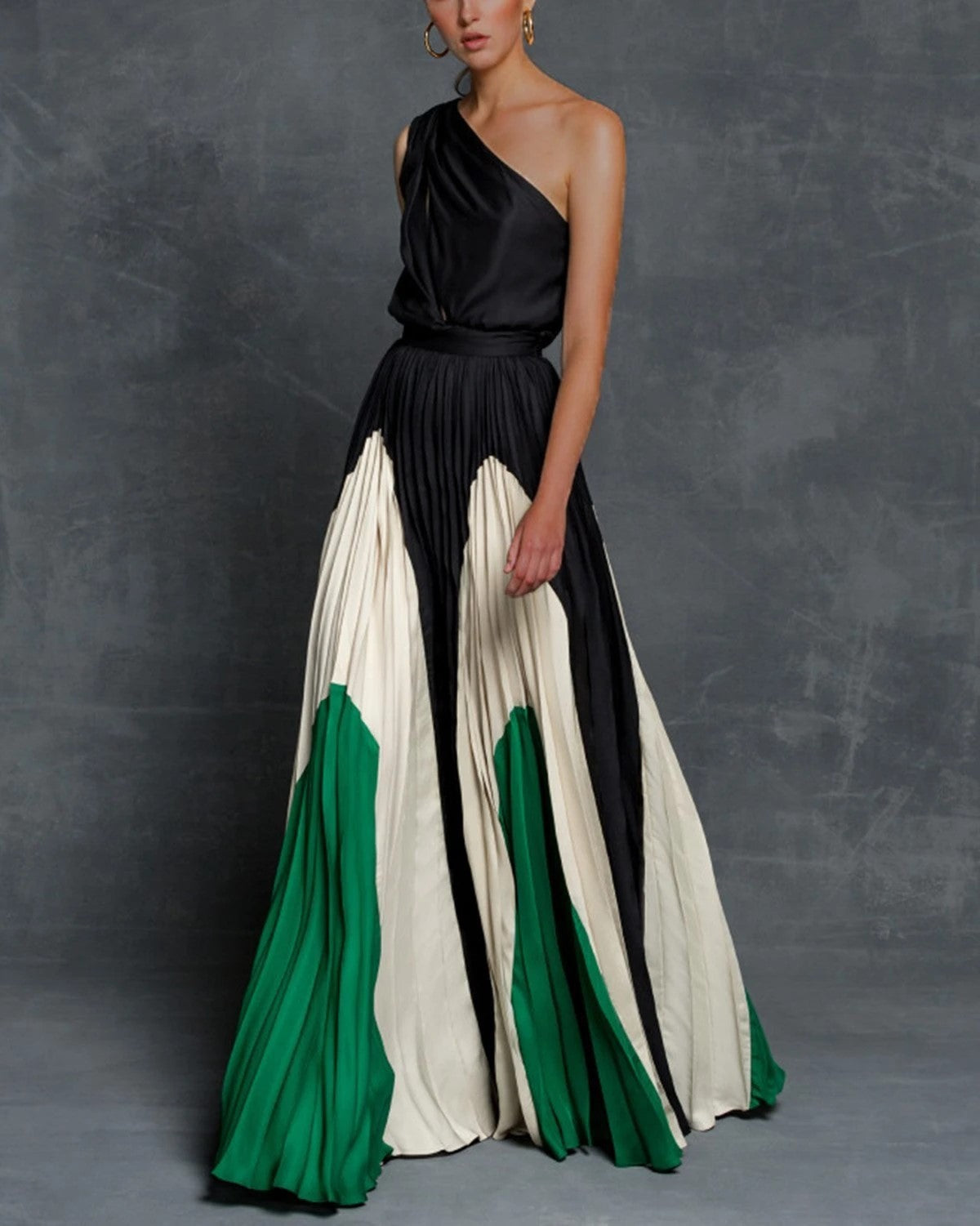 Georgina – Maxi dress without straps with contrasting colors