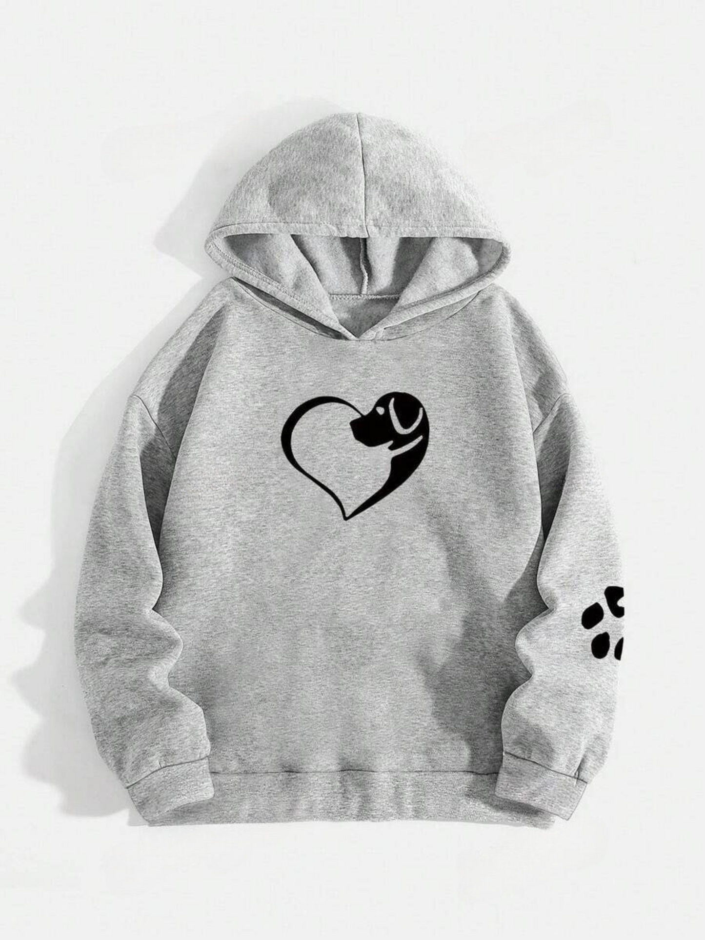 Women's hoodie with dog heart and paw print – perfect for dog lovers, casual & everyday use