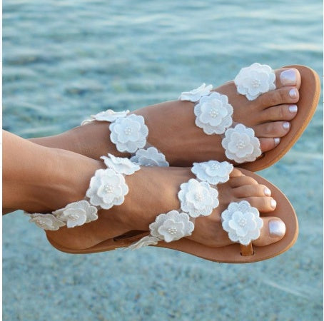 Hayley – Flache Damensandalen mit Blumenmuster