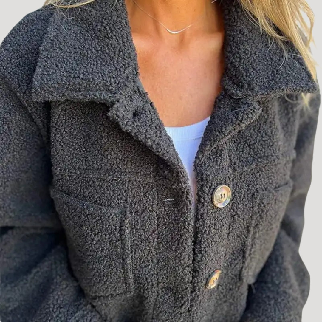 Damen Teddy Fleece Jacke – Modische Sherpa Übergangsjacke für Alltag und Freizeit