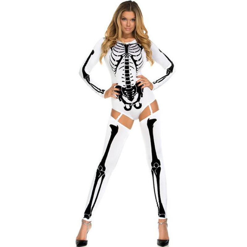 Women's Halloween Skeleton Jumpsuit Costume for Party & Dressing Up