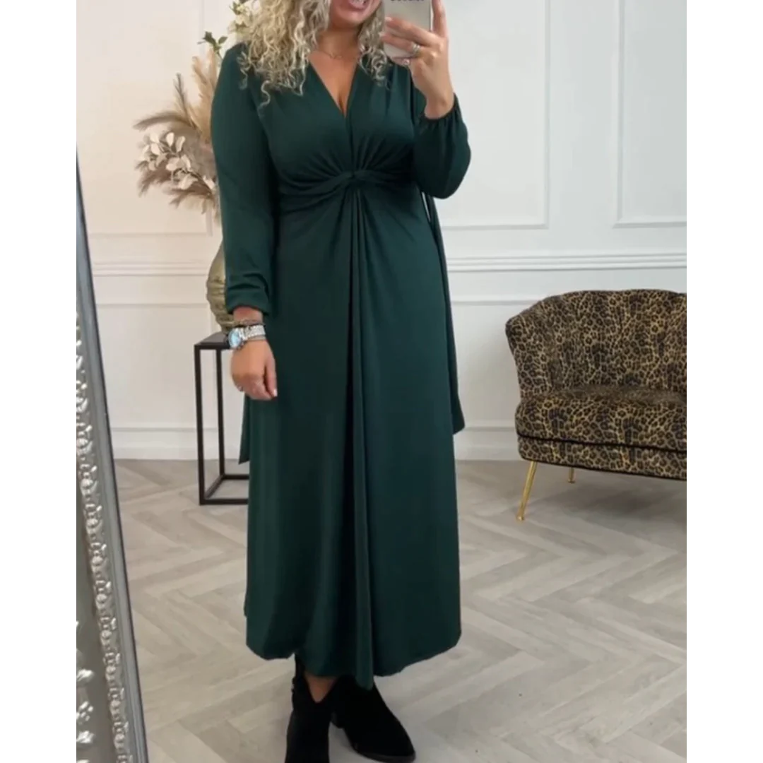 Francesca – Langärmeliges Einfarbiges Damenkleid