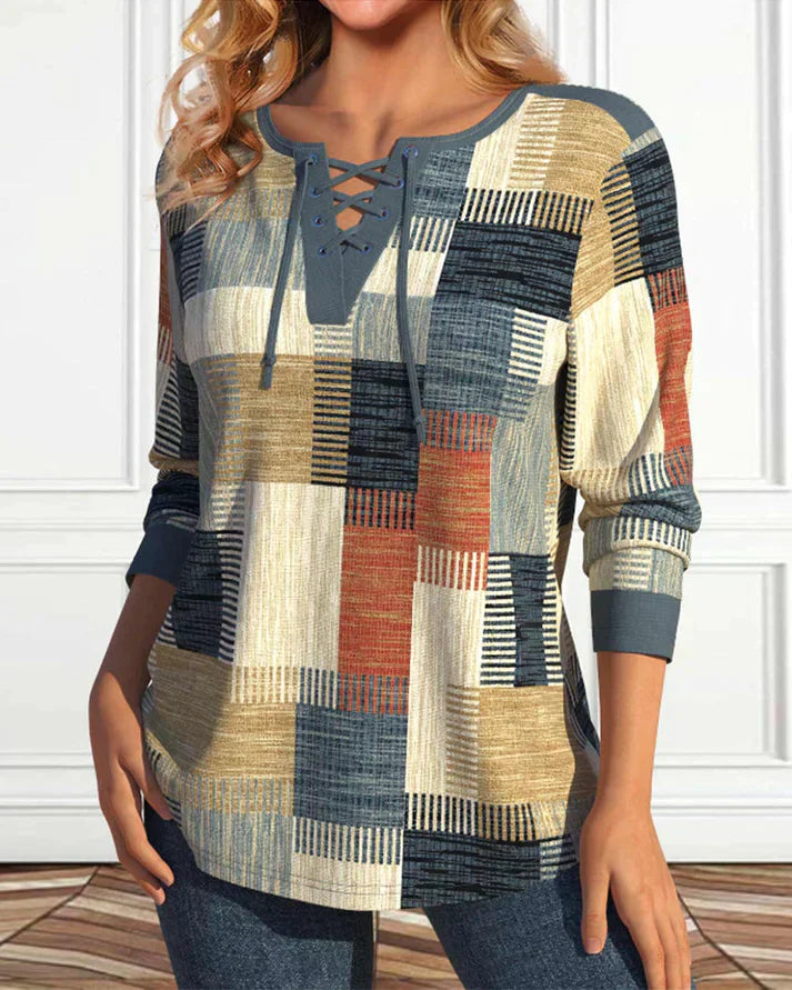 Fiona – Damenbluse mit geometrischem Design