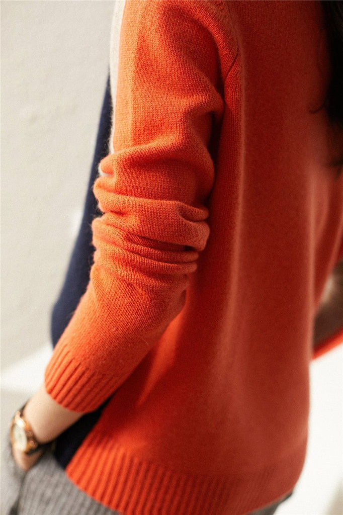 Damen Pullover Colorblock Style Modern Freizeit & Büro