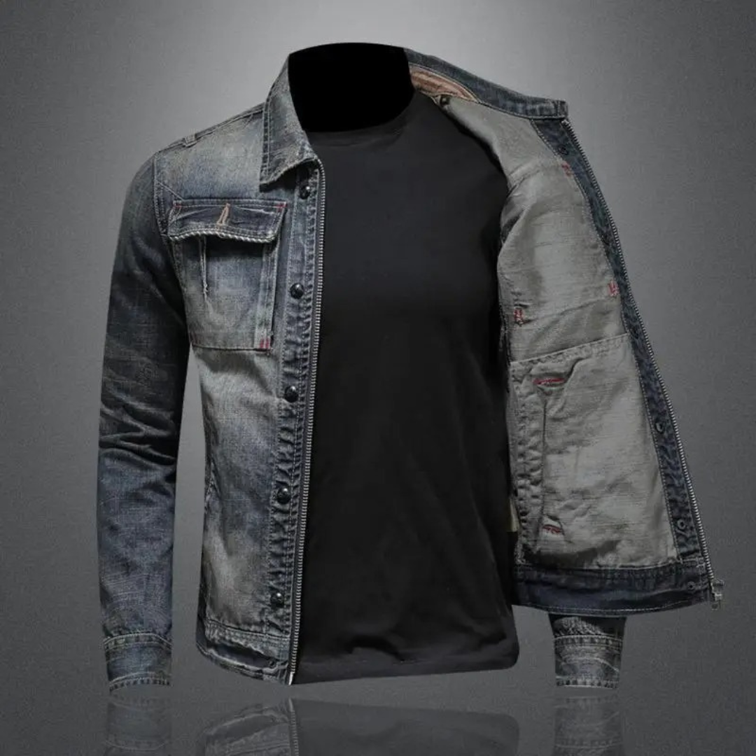Herren Jeansjacke im Vintage-Look – Zeitloser Stil für Alltag und Freizeit