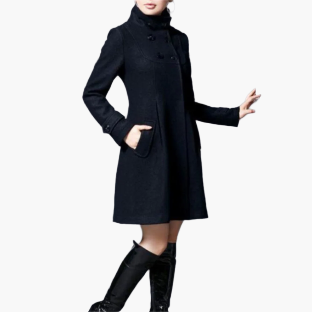 Women's winter coat with hood – Elegant tailored wool coat for everyday and special occasions