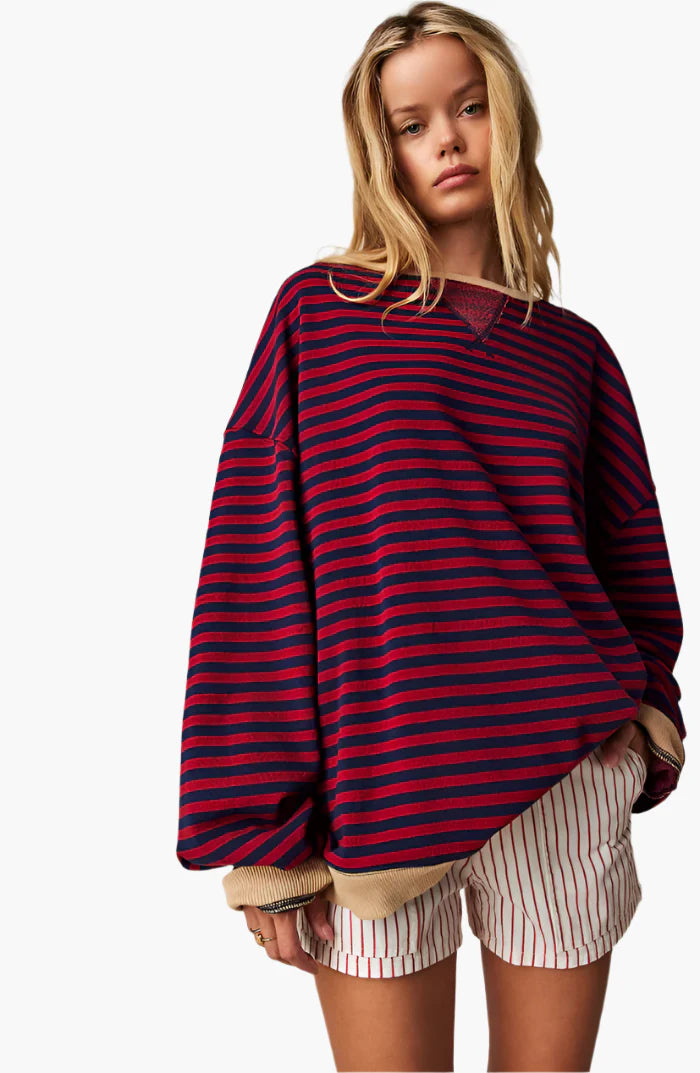 Damen Oversized Streifenpullover für Herbst – Lässiger, gemütlicher Sweater für Alltag & Freizeit