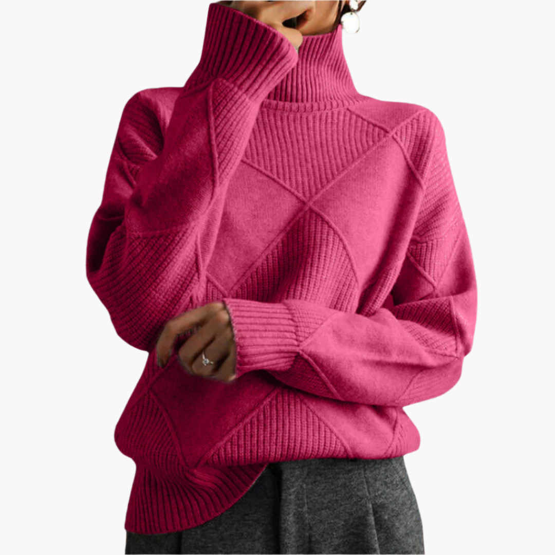 Women's knitted sweater with diamond pattern – modern comfort for everyday and leisure