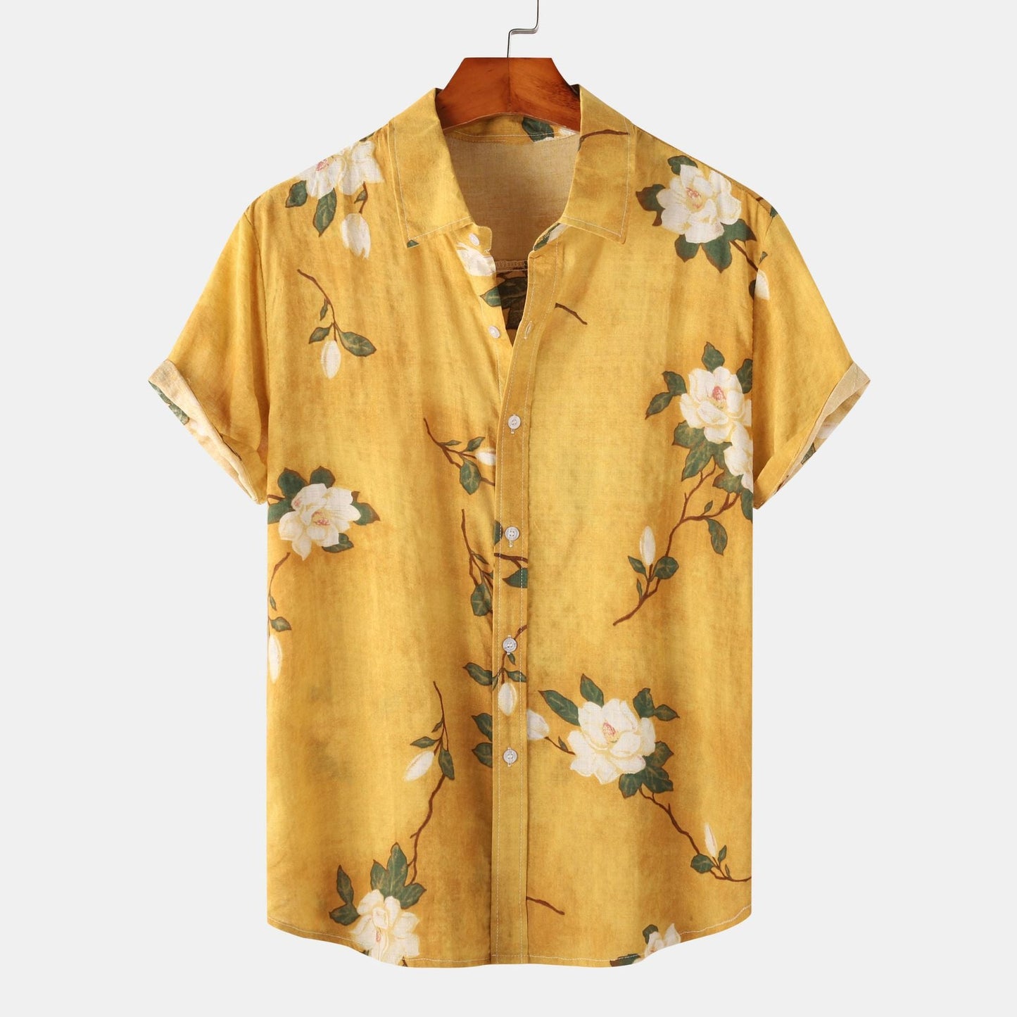 Herren Vintage Kurzarmhemd mit Blumenmuster – Lässiges Sommerhemd für Freizeit und Urlaub