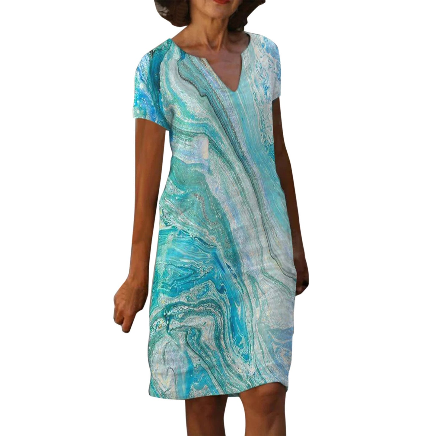 Sharon – Baumwoll-Leinen-Kleid mit V-Ausschnitt
