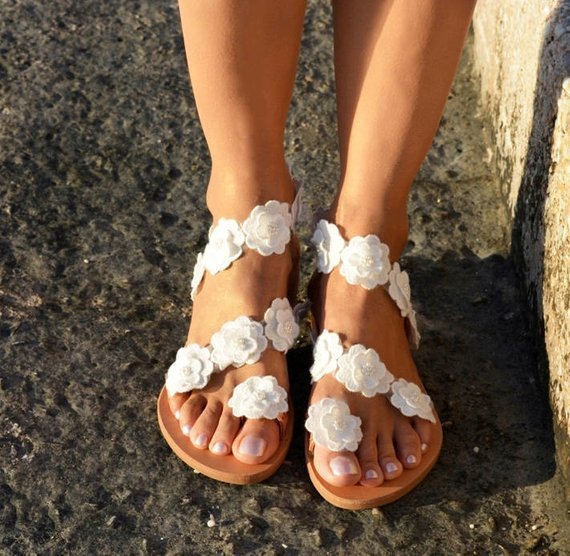 Hayley – Flache Damensandalen mit Blumenmuster