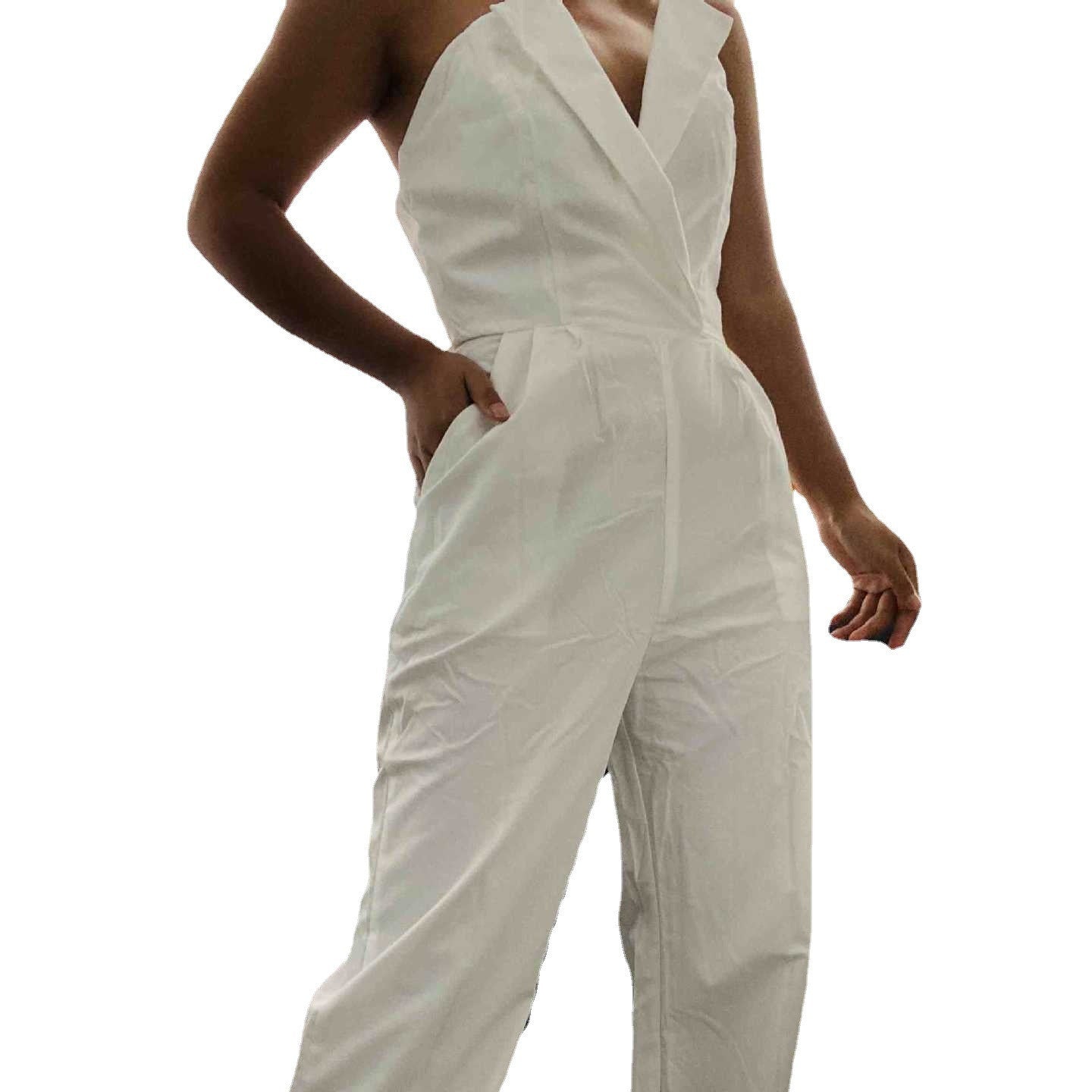 Damen Eleganter Trägerloser Jumpsuit mit Weitem Bein – Stilvoller Overall für Besondere Anlässe und Partys