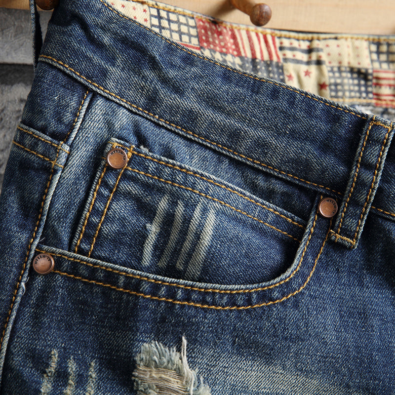 Wayne – Perforierte Denim-Shorts für Herren