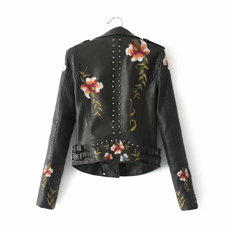Ernest – Embroidered, Studded Vegan Leather Jacket