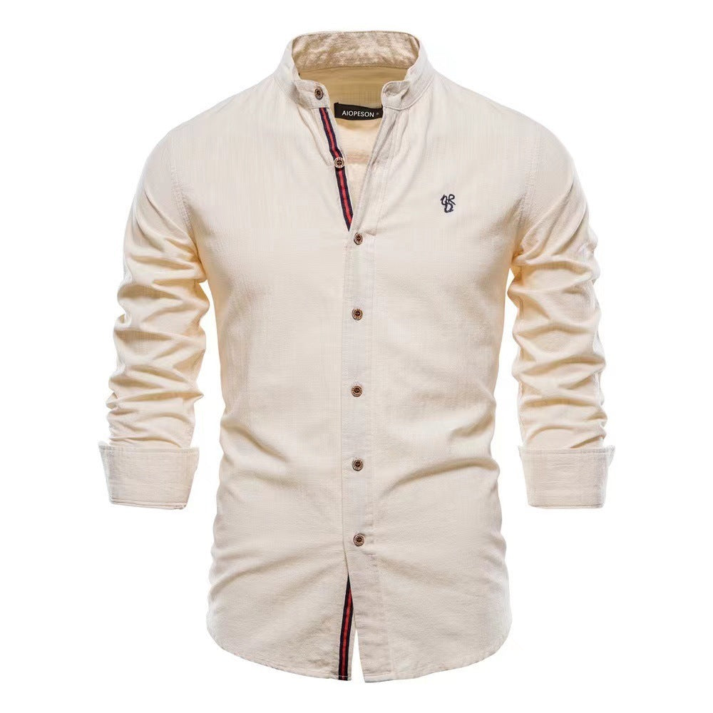 Allen – Casual men's Henley shirt made of cotton and in solid color with long sleeves