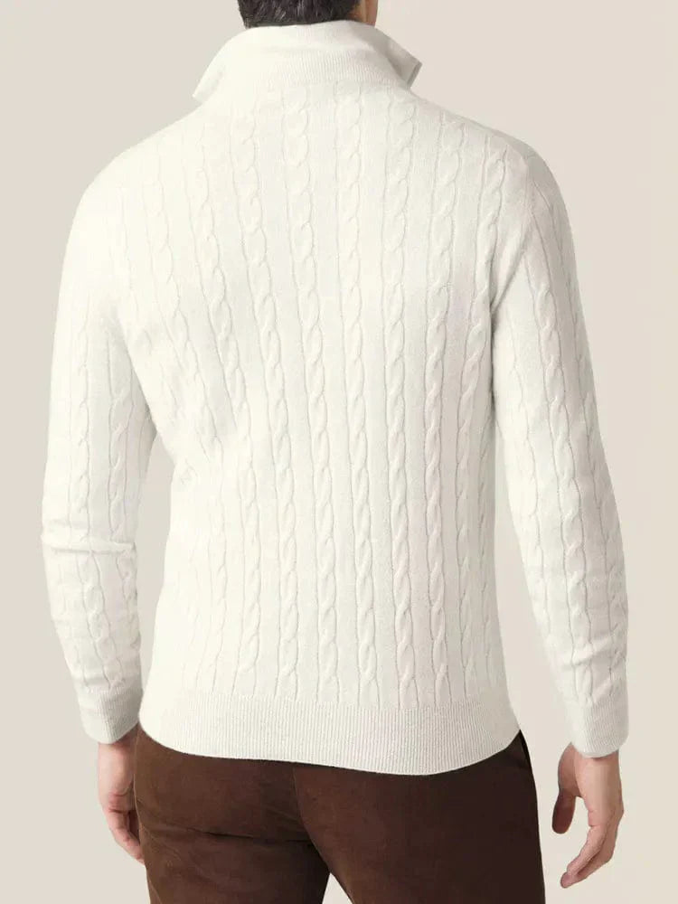 Herren Zopfmuster Pullover mit Reißverschluss – Eleganter Business & Freizeit Strick