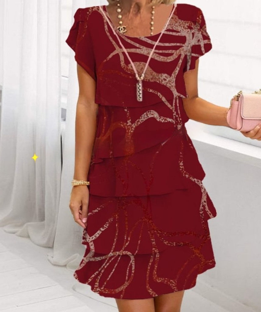Damen Elegantes Lagenlook Patchwork Midikleid – Stilvolles Sommerkleid für Alltag und Feierlichkeiten