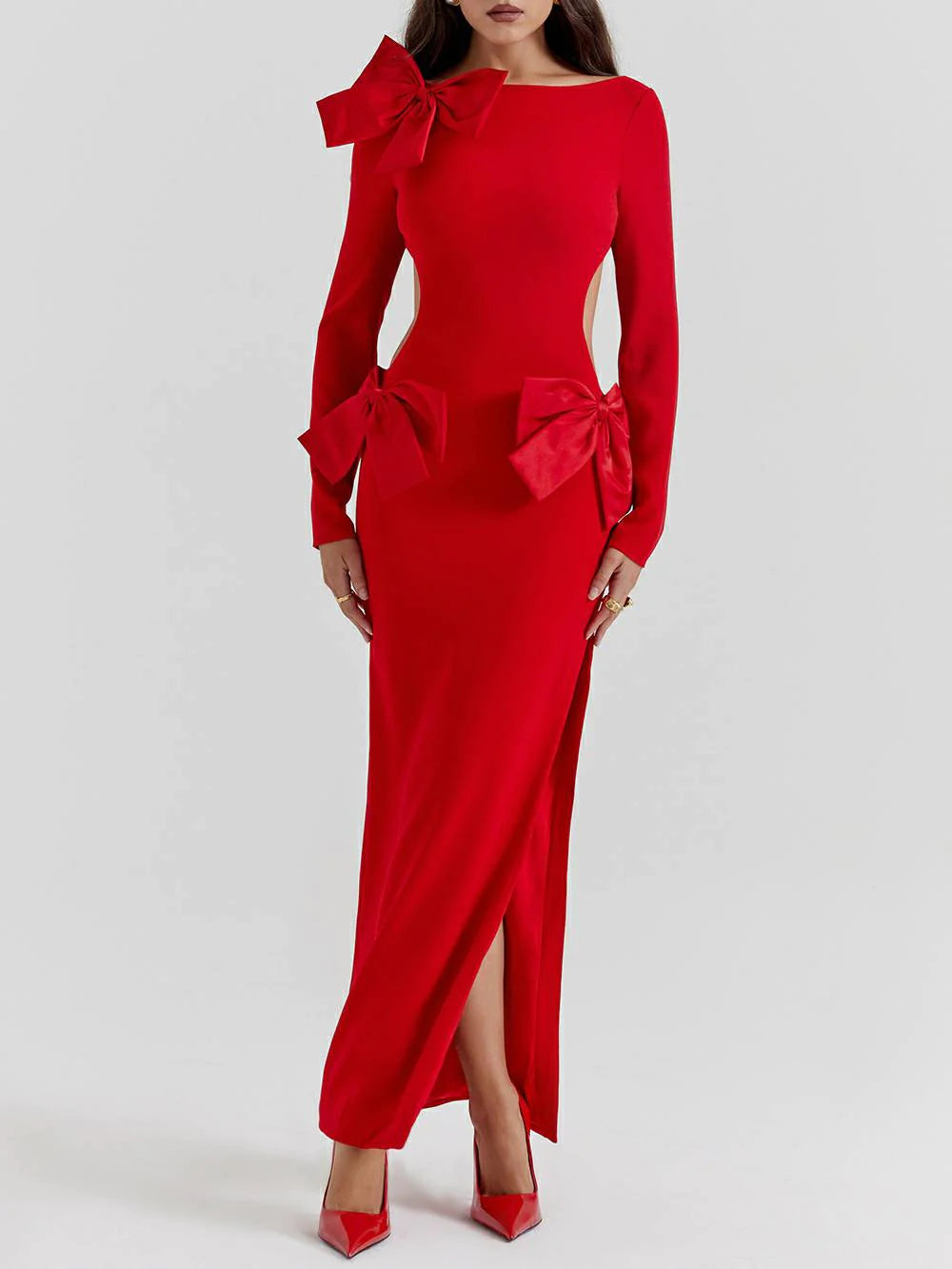 Sophie – Maxikleid mit Roter Schleife