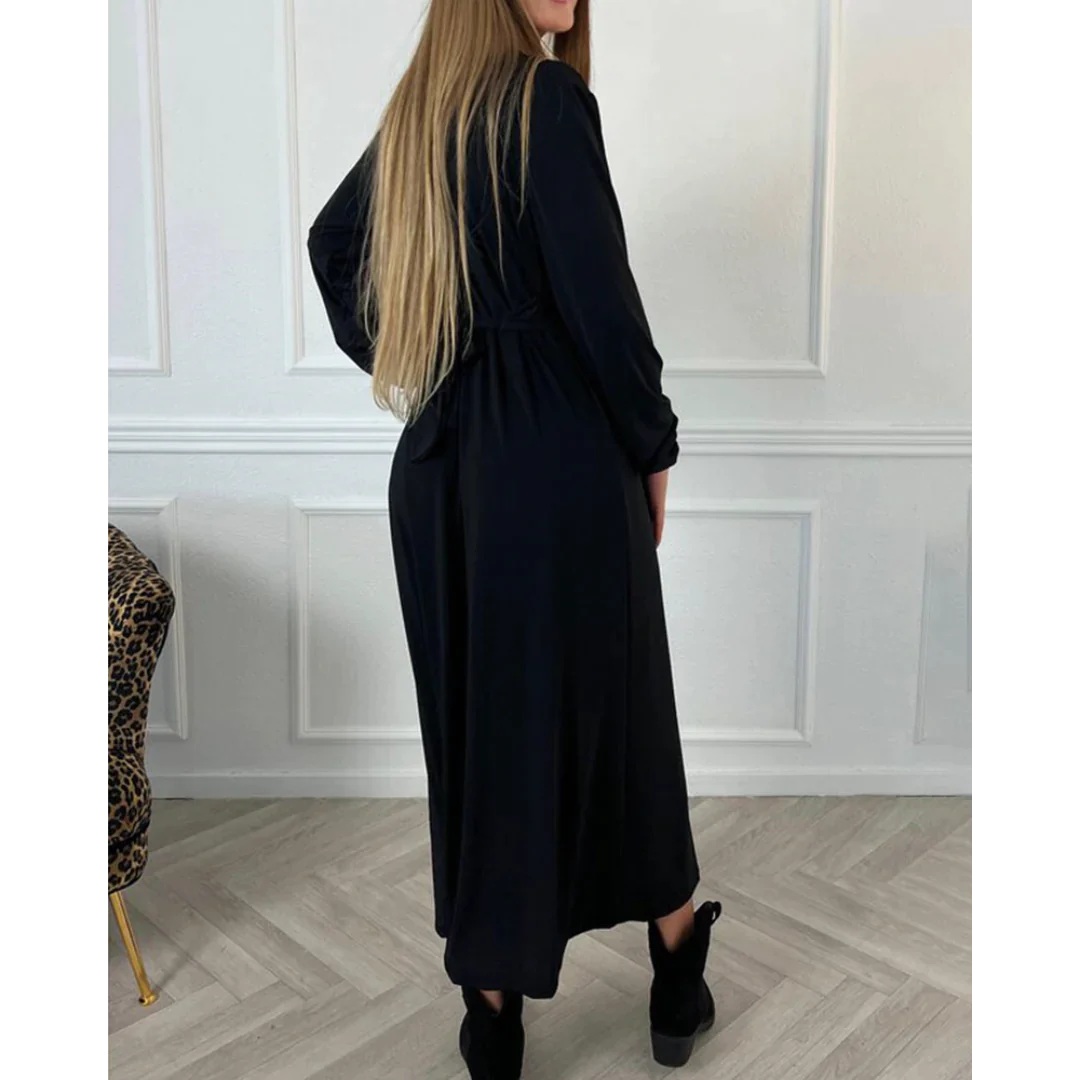 Francesca – Langärmeliges Einfarbiges Damenkleid