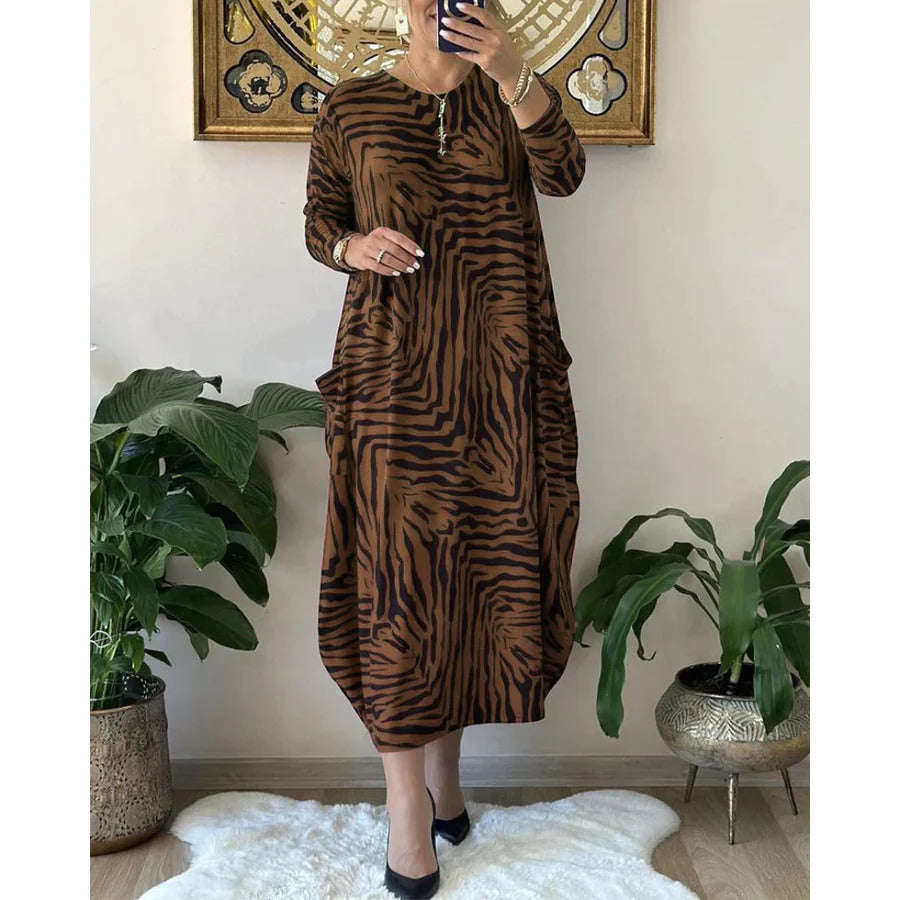 Emily – Lässiges Damenkleid mit Print und Taschen