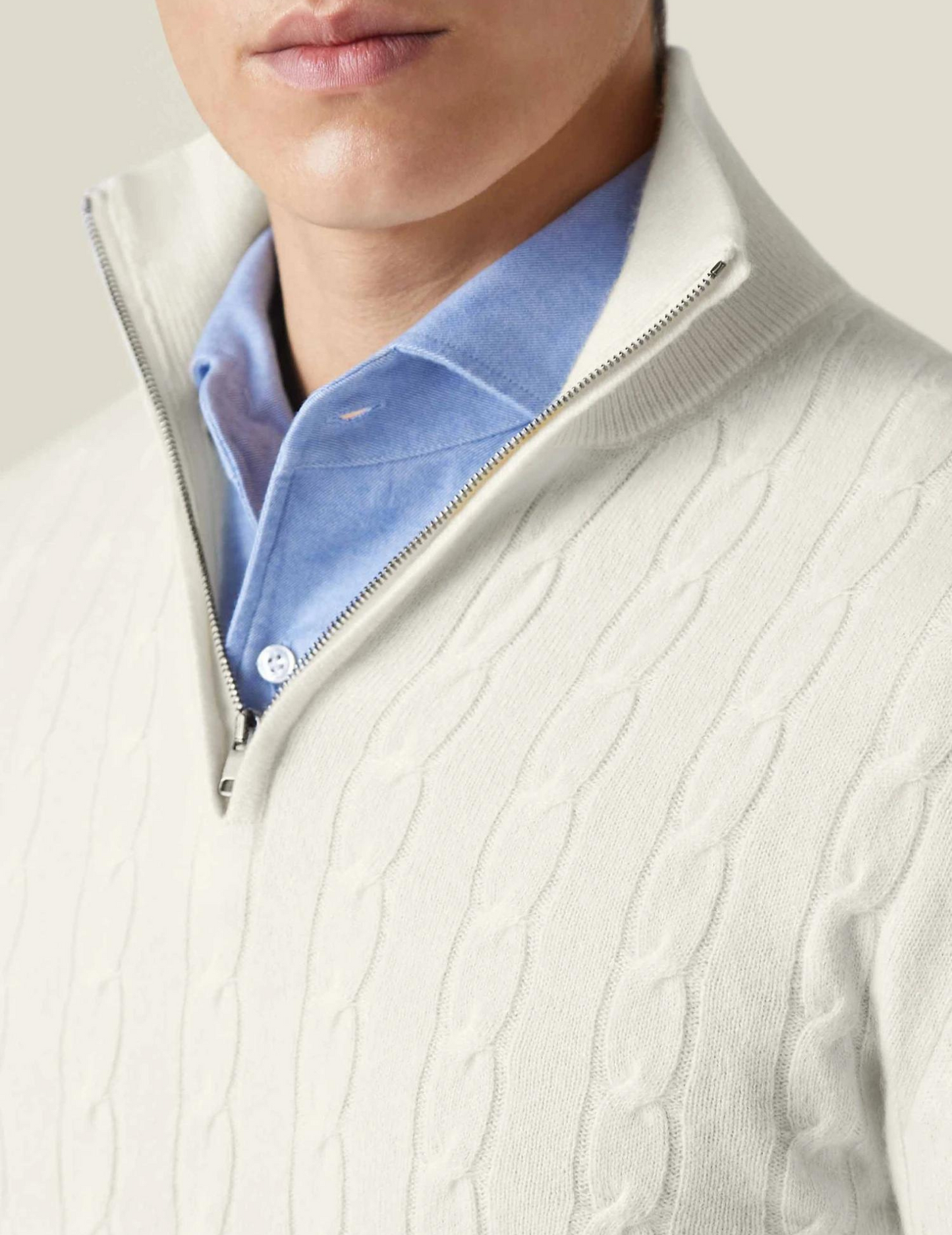 Herren Zopfmuster Pullover mit Reißverschluss – Eleganter Business & Freizeit Strick
