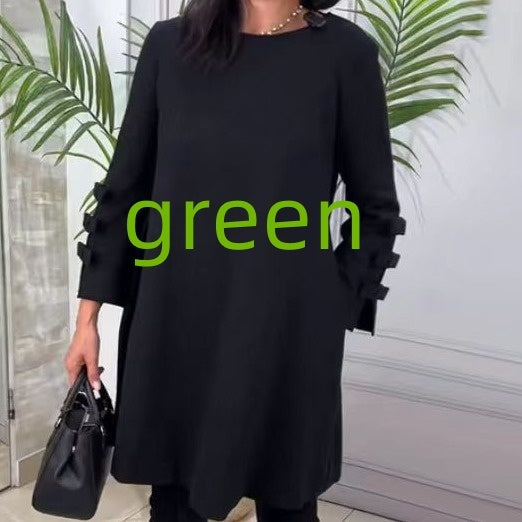 Rachael – Fashionable polyester skirt in mid-length with village colors
