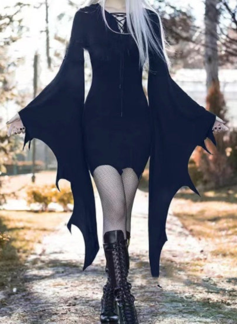 Halloween women's dress vampire bat witch costume gothic party outfit