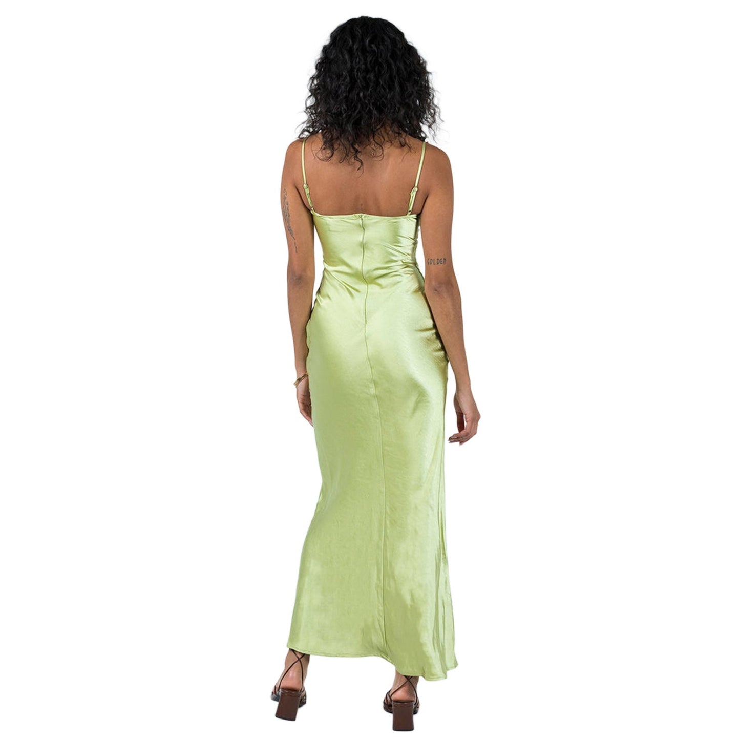 Damen Elegantes Maxikleid mit Stickerei – Satin Slip Dress für festliche Anlässe und Partys