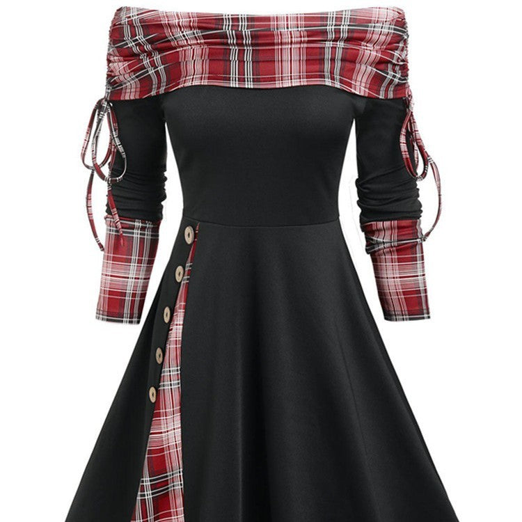 Zoe – Langärmliges, schwingendes Kleid mit einer Schulter für Damen