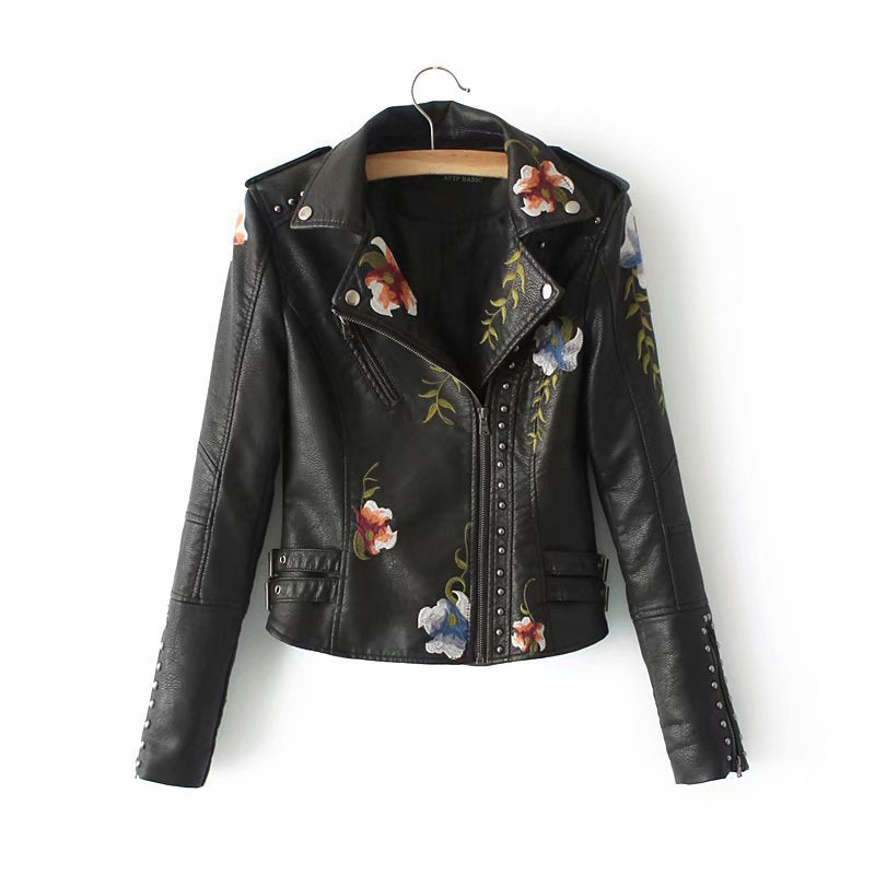 Ernest – Embroidered, Studded Vegan Leather Jacket