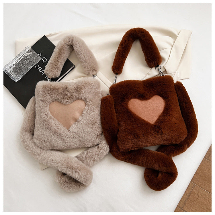 Tanya – Winter Plüsch Schultertasche für Damen