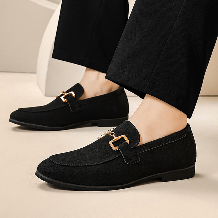 Men's Business Loafer Slip-On Moccasins with Gold Buckle – Elegant Shoes for Office & Leisure