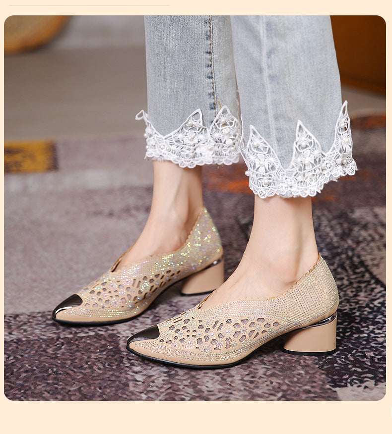 Michelle – High Mesh Pumps with Rhinestones