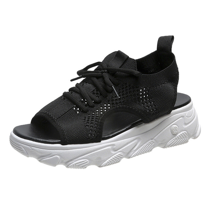 Anna – Fashionable flat sandals with thick sole made of mesh fabric