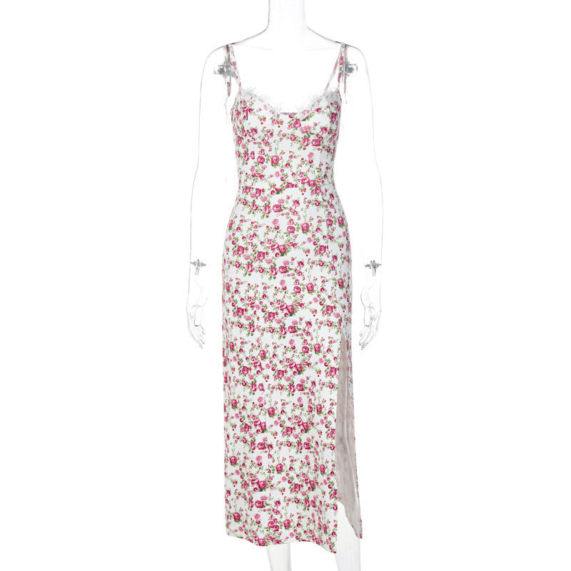 Melissa – Langes Kleid mit Blumenmuster und sexy Schlitz für Damen