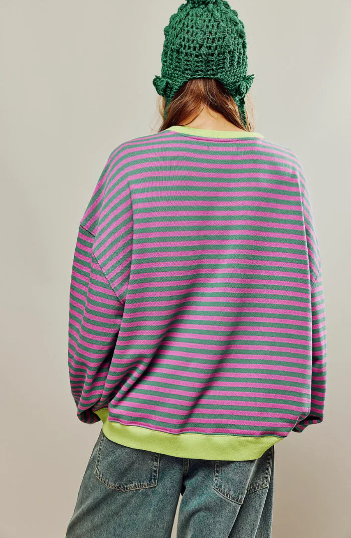 Damen Oversized Streifenpullover für Herbst – Lässiger, gemütlicher Sweater für Alltag & Freizeit