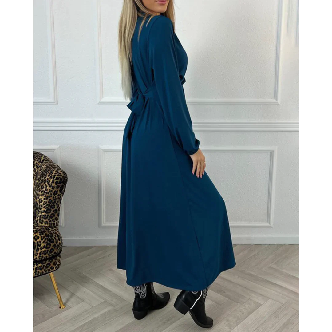 Francesca – Langärmeliges Einfarbiges Damenkleid