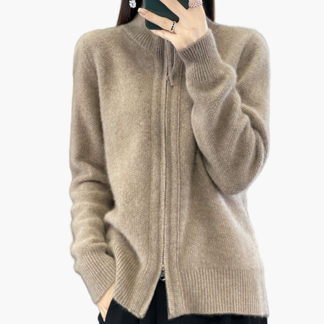Damen Strickjacke mit Reißverschluss – Klassischer Stil für Büro und Freizeit