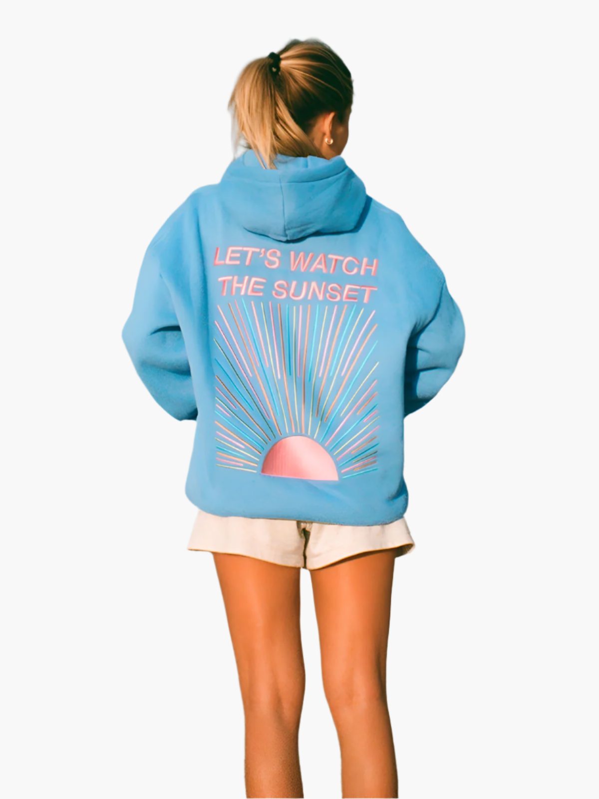 Women's Oversize Hoodie with Sunset Print – Casual Leisurewear with Statement Back Print