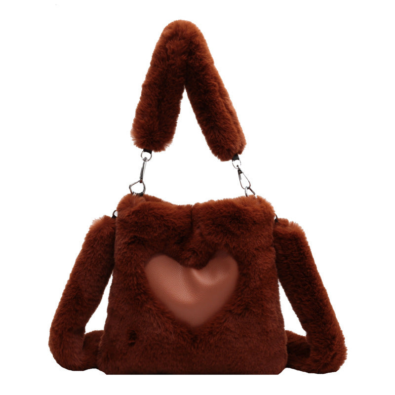 Tanya – Winter Plüsch Schultertasche für Damen