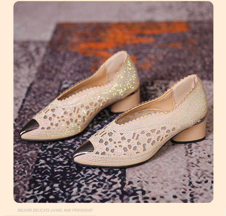 Michelle – High Mesh Pumps with Rhinestones