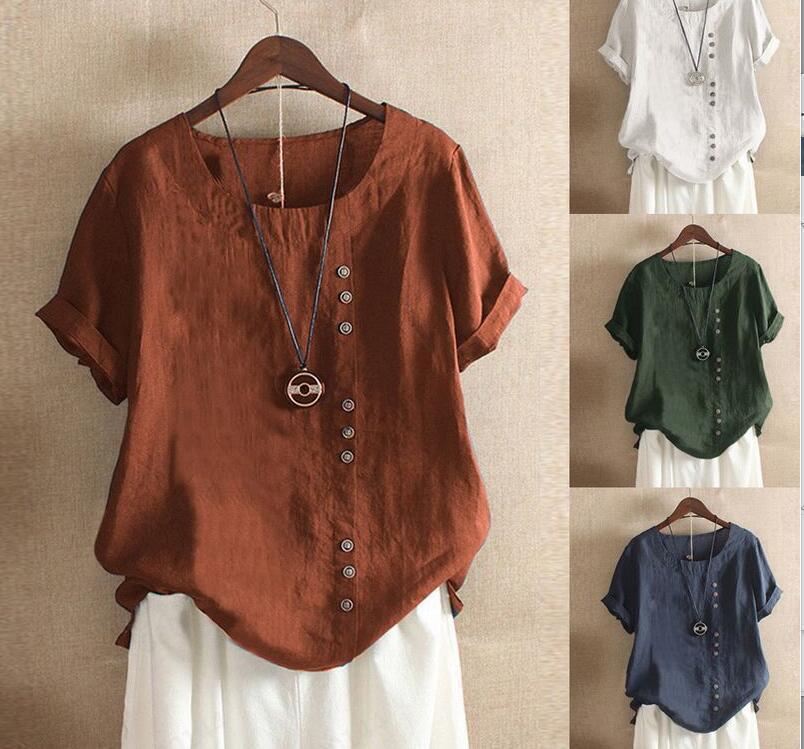 Caroline – Casual short-sleeve pullover T-shirt in plus size made of cotton and