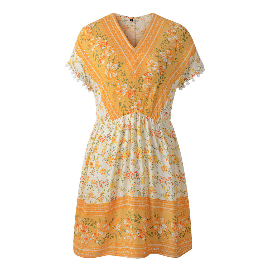 Harriet – Sommerliches Boho-Blumenkleid mit V-Ausschnitt