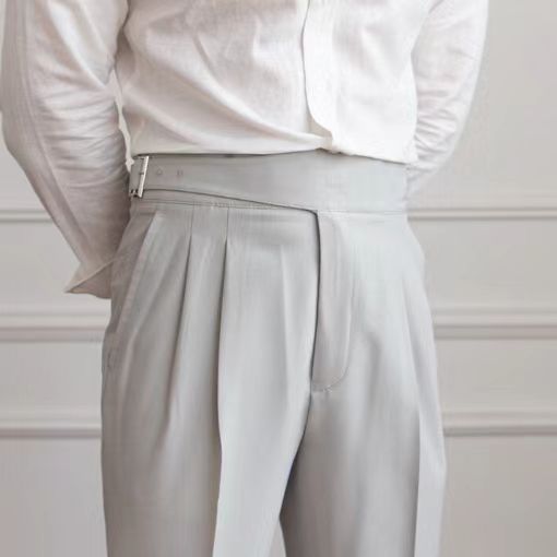 Herren High-Waist Bundfaltenhose – Eleganter Business- und Freizeitstil mit verstellbarem Bund