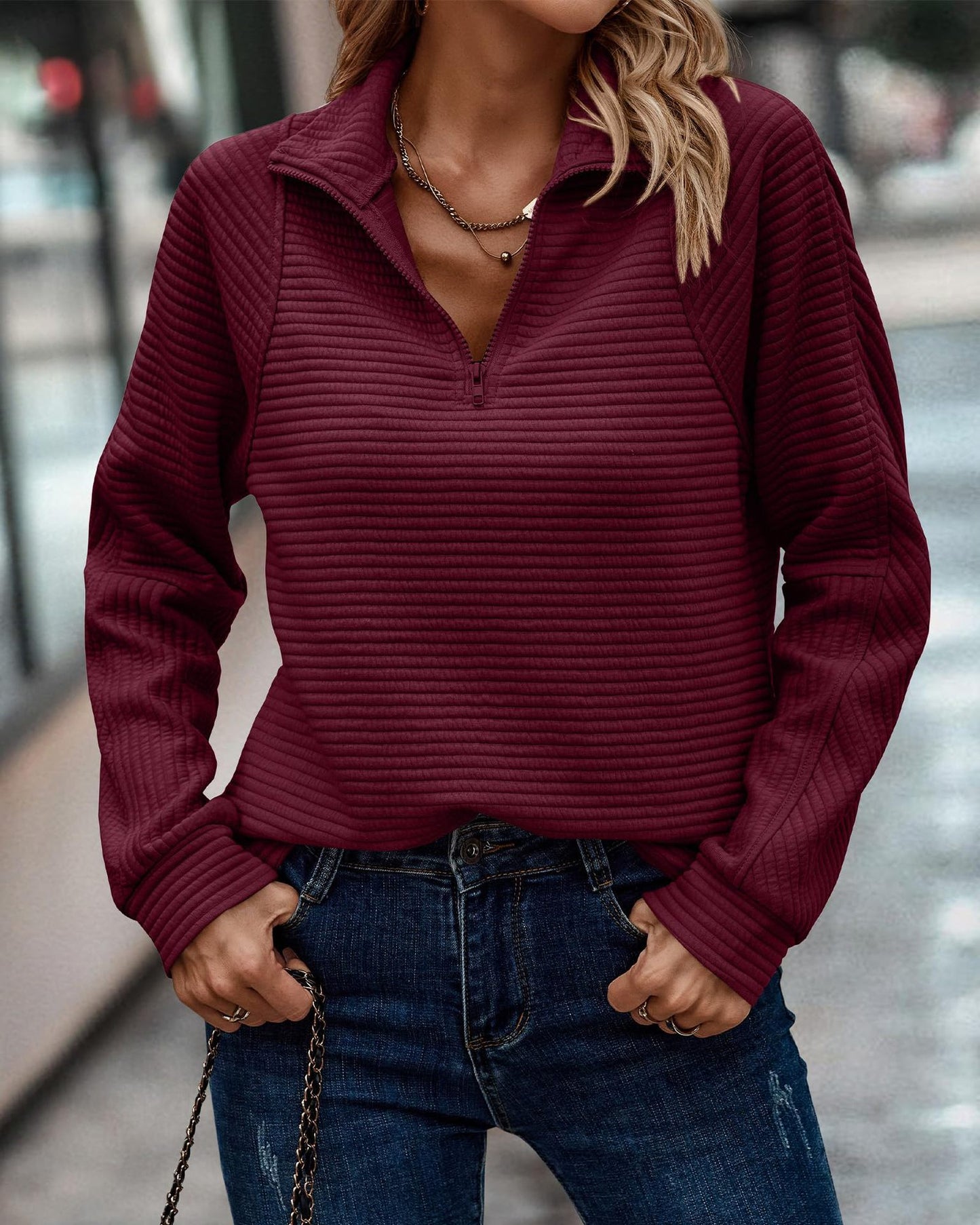 Spencer – Lockere Pullover mit Schlangenknochen-Muster und Stehkragen